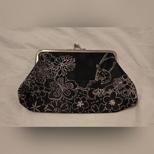 NWOT; From London UK: ZPM vintage Black floral motif lined cosmetic clutch purse